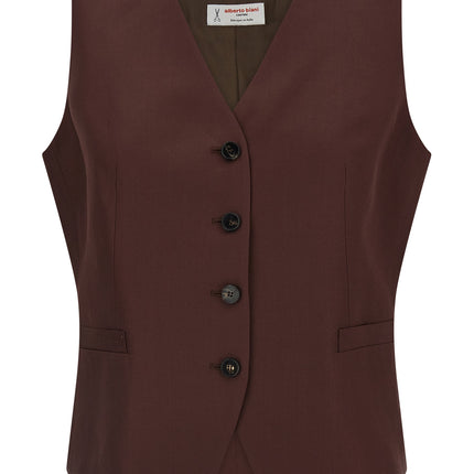 Alberto Biani Brown Viscose Sleeveless Jacket
