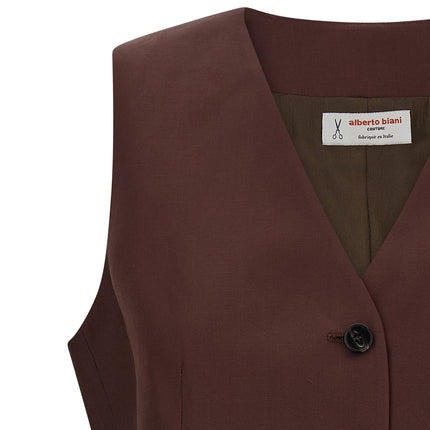 Alberto Biani Brown Viscose Sleeveless Jacket