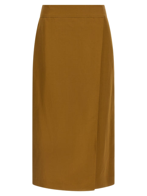 Alberto Biani Brown Viscose Midi Skirt