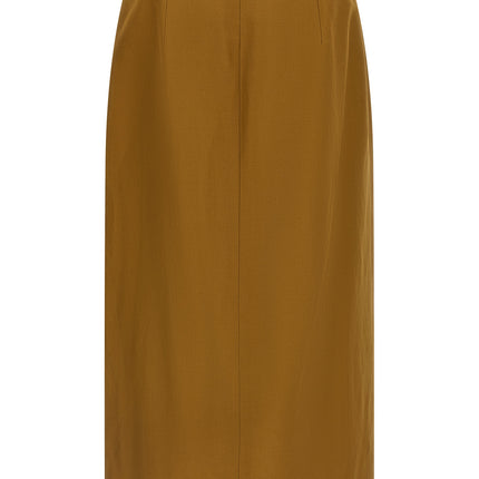 Alberto Biani Brown Viscose Midi Skirt