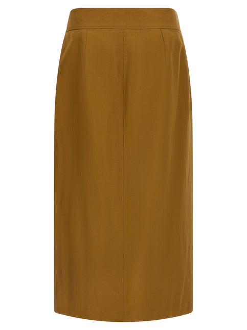 Alberto Biani Brown Viscose Midi Skirt