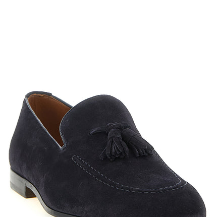 Doucal's Blue Calfskin Slip-On Loafers