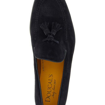 Doucal's Blue Calfskin Slip-On Loafers
