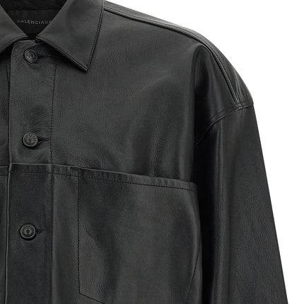 Balenciaga Black Buffalo Leather Leather Jacket