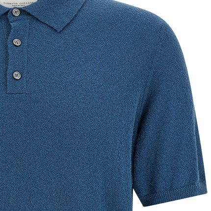 Roberto Collina Blue Cotton Polo Shirt