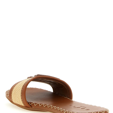 Hogan Brown Cotton Slides