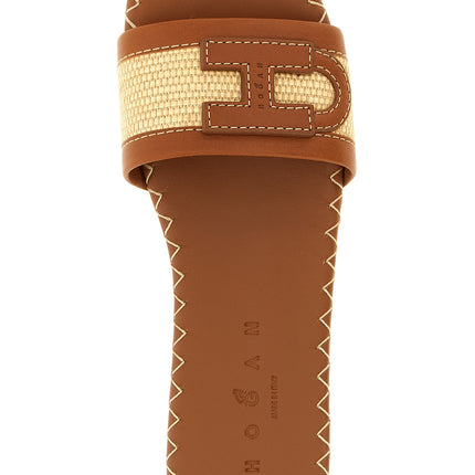 Hogan Brown Cotton Slides