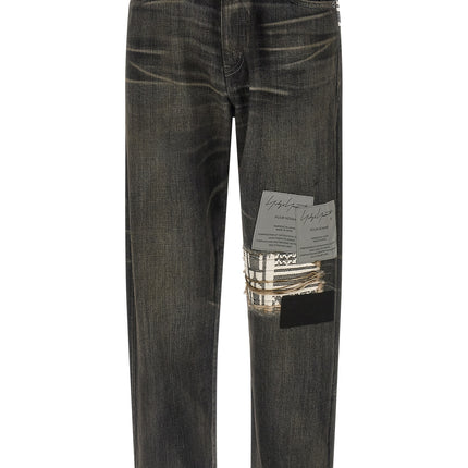 Yohji Yamamoto Black Cotton Tapered Jeans