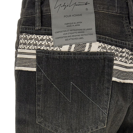 Yohji Yamamoto Black Cotton Tapered Jeans