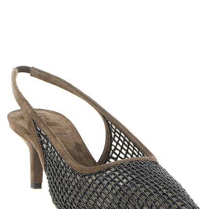 Brunello Cucinelli Brown Calfskin Mid Heel Pumps