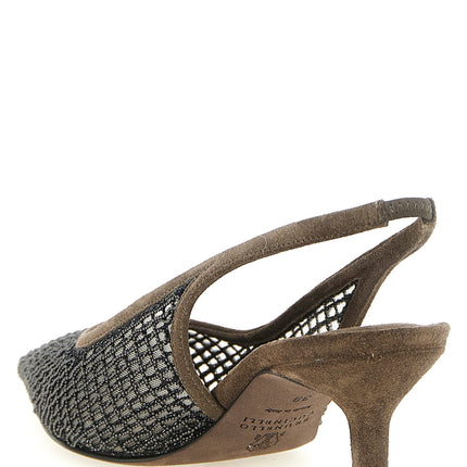 Brunello Cucinelli Brown Calfskin Mid Heel Pumps
