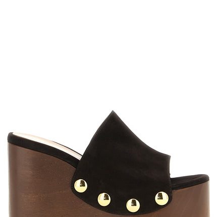Gianvito Rossi Brown Suede Leather Wedge Sandals