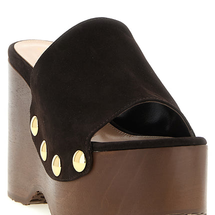 Gianvito Rossi Brown Suede Leather Wedge Sandals