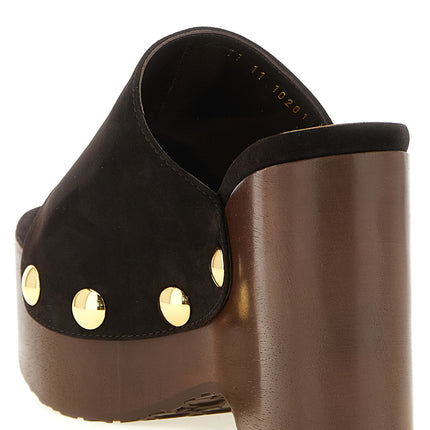 Gianvito Rossi Brown Suede Leather Wedge Sandals