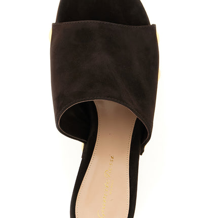 Gianvito Rossi Brown Suede Leather Wedge Sandals