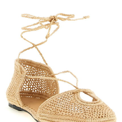 ODISSI Beige Viscose Ballet Flats