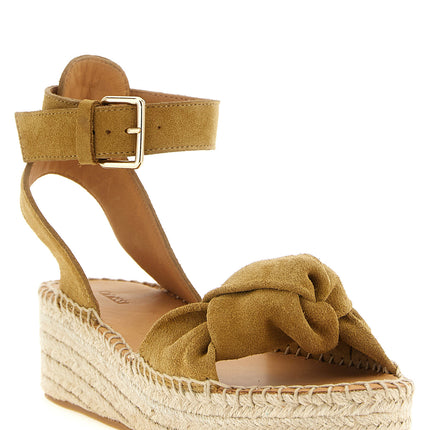 ODISSI Beige Calfskin Wedge Sandals