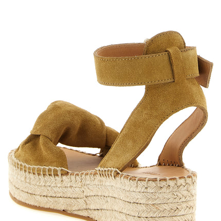 ODISSI Beige Calfskin Wedge Sandals