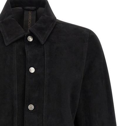 GIORGIO BRATO Black Suede Leather Leather Jacket