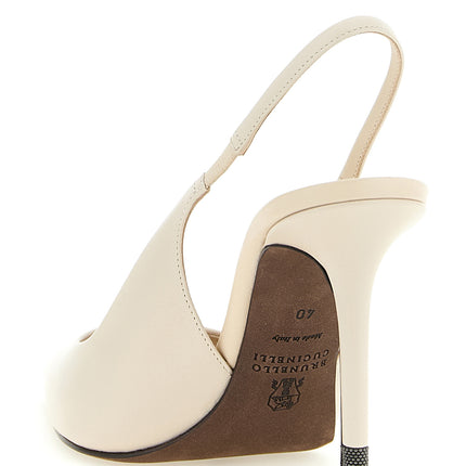 Brunello Cucinelli White Leather High Heel Pumps