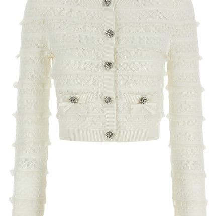Self-Portrait White Viscose Cardigan