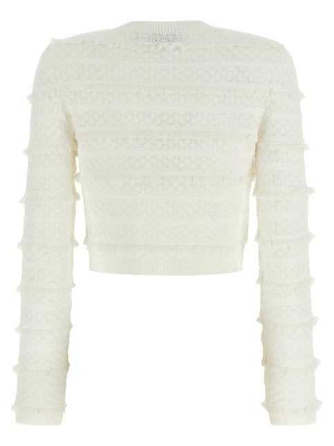 Self-Portrait White Viscose Cardigan