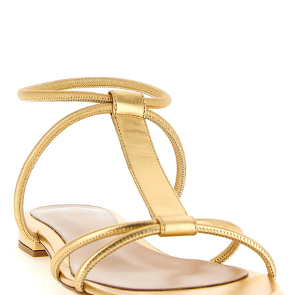 Gianvito Rossi Gold Lamb Leather Flat Sandals