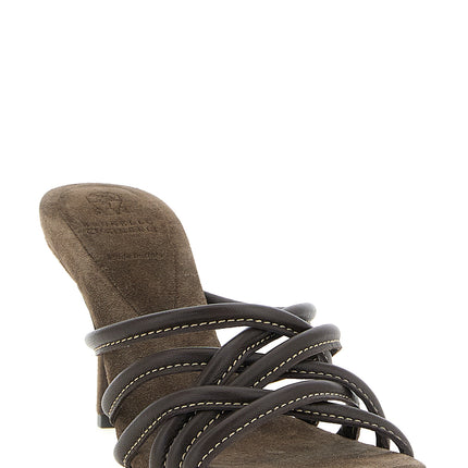Brunello Cucinelli Brown Leather Stiletto Heel Sandals