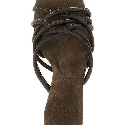 Brunello Cucinelli Brown Leather Stiletto Heel Sandals
