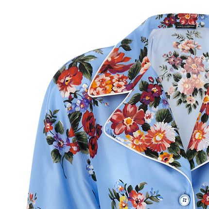 Dolce & Gabbana Blue Silk Blouse
