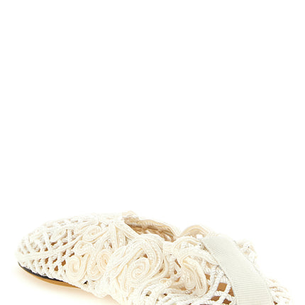 ODISSI White Polyester Ballet Flats