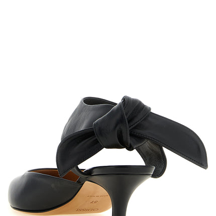ODISSI Black Lamb Leather Mid Heel Pumps