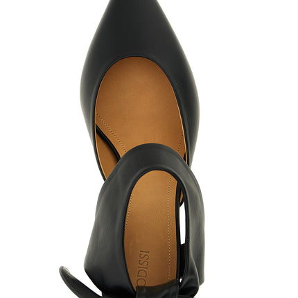 ODISSI Black Lamb Leather Mid Heel Pumps