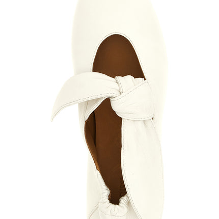 ODISSI White Lamb Leather Ballet Flats