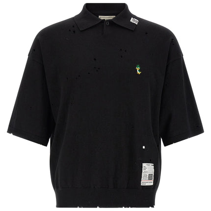 Maison Mihara Yasuhiro Black Cotton Polo Shirt