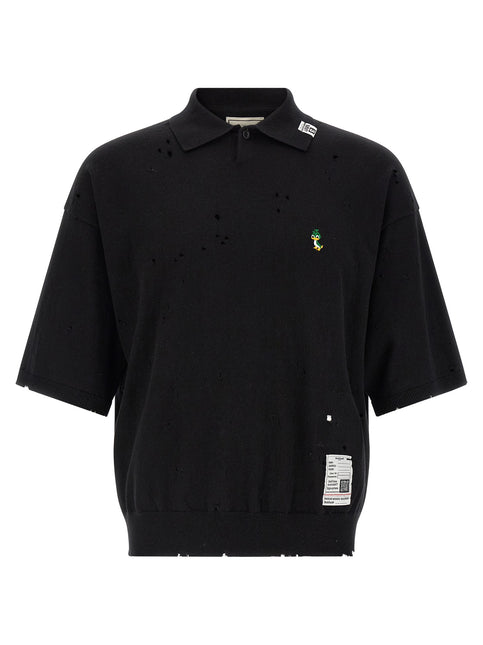Maison Mihara Yasuhiro Black Cotton Polo Shirt