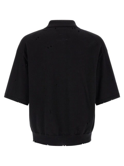 Maison Mihara Yasuhiro Black Cotton Polo Shirt