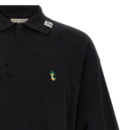 Maison Mihara Yasuhiro Black Cotton Polo Shirt