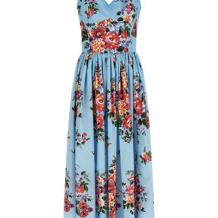 Dolce & Gabbana Blue Cotton Long Dress