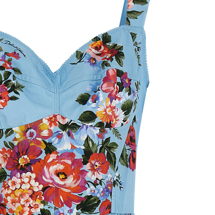 Dolce & Gabbana Blue Cotton Long Dress