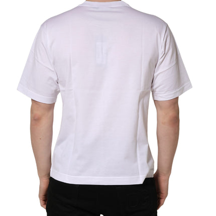 Dolce & Gabbana White Metal DG Logo Cotton Short Sleeves T-shirt