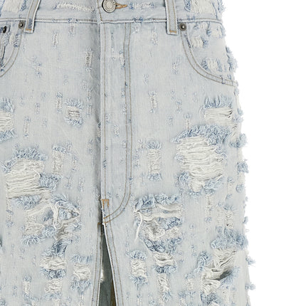 Haikure Blue Cotton Mini Skirt