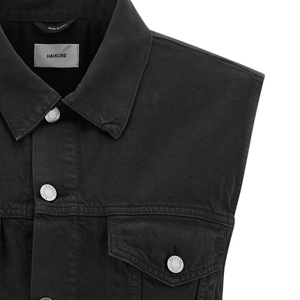 Haikure Black Cotton Sleeveless Jacket