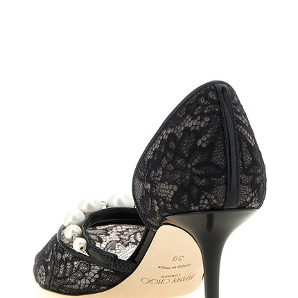 Jimmy Choo Black Tencel Mid Heel Pumps