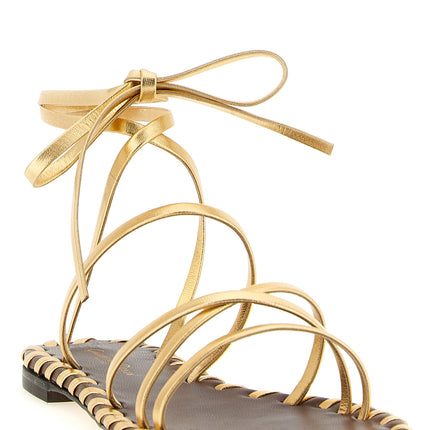 Gianvito Rossi Gold Lamb Leather Flat Sandals Gianvito Rossi