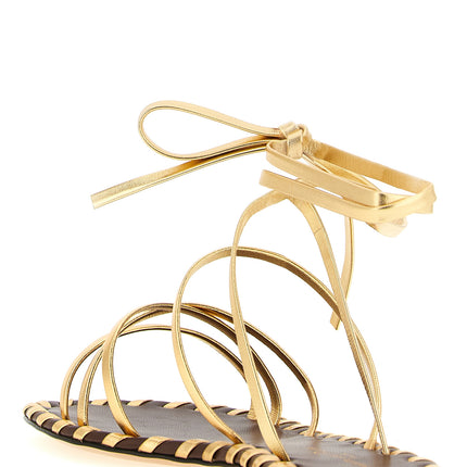 Gianvito Rossi Gold Lamb Leather Flat Sandals Gianvito Rossi