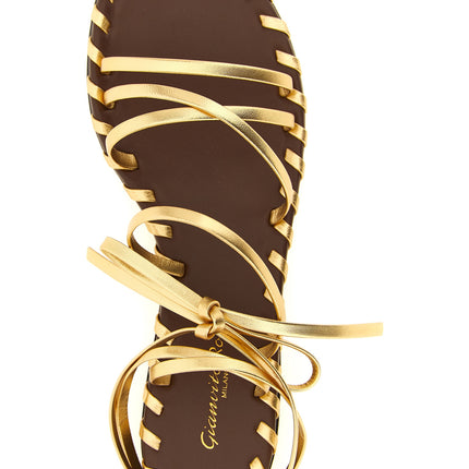 Gianvito Rossi Gold Lamb Leather Flat Sandals Gianvito Rossi