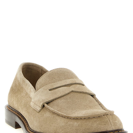 Doucal's Beige Calfskin Slip-On Loafers