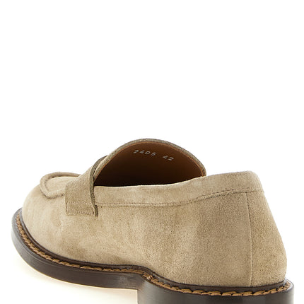 Doucal's Beige Calfskin Slip-On Loafers