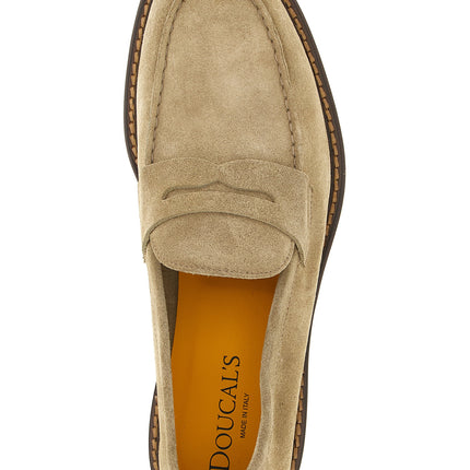 Doucal's Beige Calfskin Slip-On Loafers